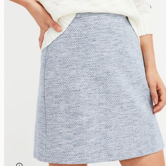 Loft Herringbone Tweed Pocket Skirt - Picture 1 of 8
